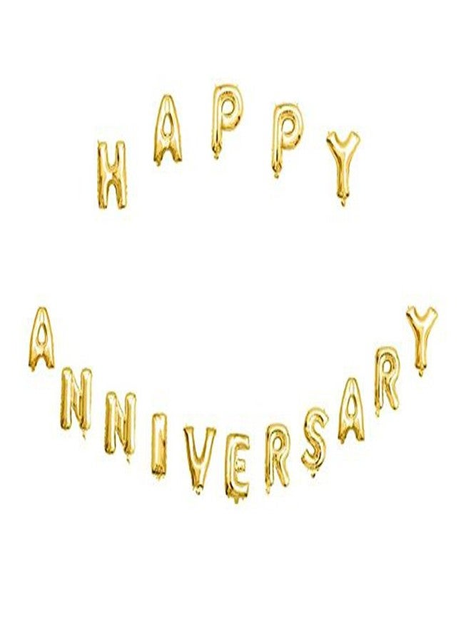 AMFIN® Happy Anniversary Letter Foil Balloon/Anniversary Party Decoration Items (16 Letters) - Golden - Image 2